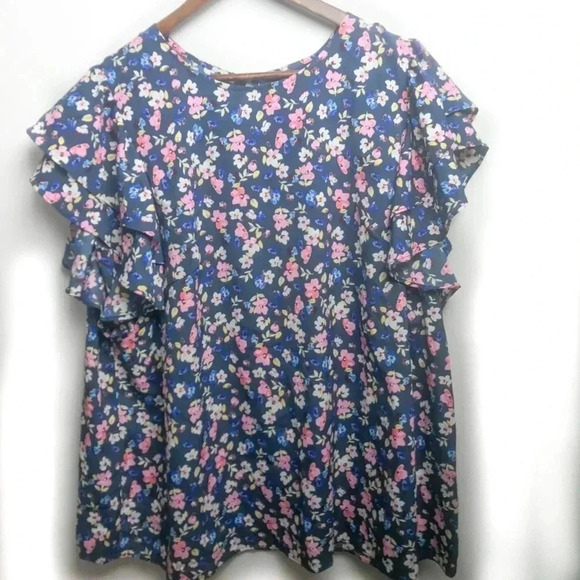 Rachel Rachel Roy blue floral top - Picture 1 of 2